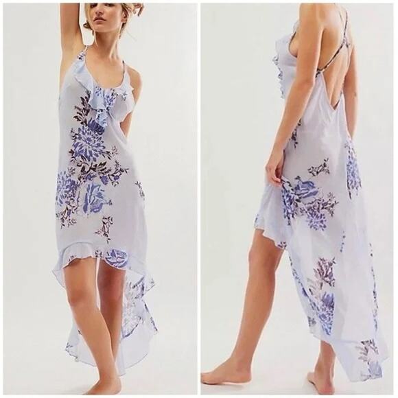 Free People NWOT Intimately Getting Out Slip Floral Dress‎ in Blue Size Small - Picture 1 of 5